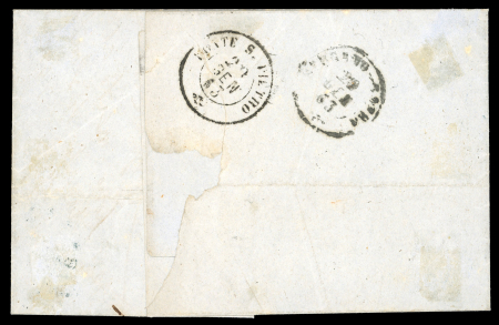 Italy, 1863, 15c blue, variety without relief of the