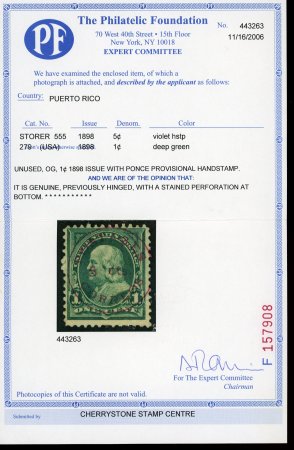Puerto Rico, 1898, Ponce provisional surcharge “Postage