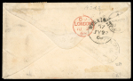 New Zealand, Incoming Mail: 1868 (Jun 1) small envelope mixed franking Great Britain and New Zealand