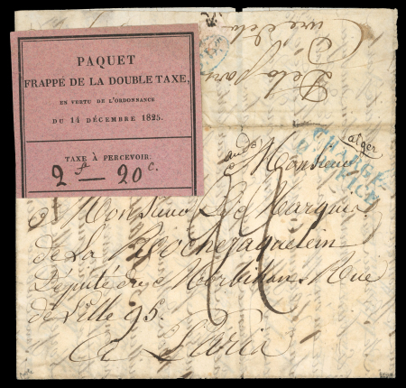 Stamp of France » Timbres-Taxe 1843, Partie supérieure de l'étiquette rouge foncée