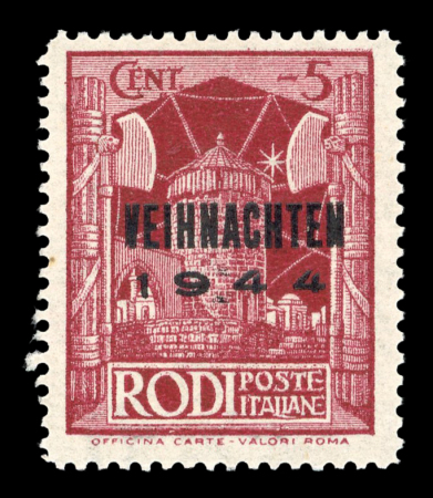Stamp of Germany » Fieldpost WW II » Fieldpost WW II - Inselpost Rhodes : 1944, Michel n° 12 IV variety "Veinhachten"