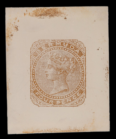 Stamp of Bermuda Bermuda 1883 Four pence 2 Sperati glass clichés, one normal and the other in negative