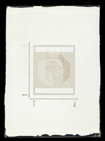 Stamp of Cyprus Cyprus 1903 KEVII key-plate SPERATI forgery on two glass clichés, one in black the other in red.