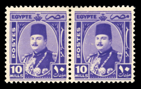 Stamp of Egypt » 1936-1952 King Farouk Definitives  » Issued Stamps 1944-51 King Farouk “Military” Issue: 10m Deep violet,