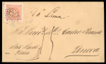 Stamp of Peru 1858 envelope from Lima to Italy with 1858 1p rose,