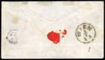1868 spectacular envelope to Gravesend, England franked at 45 soldi, Kustendje mixed franking.