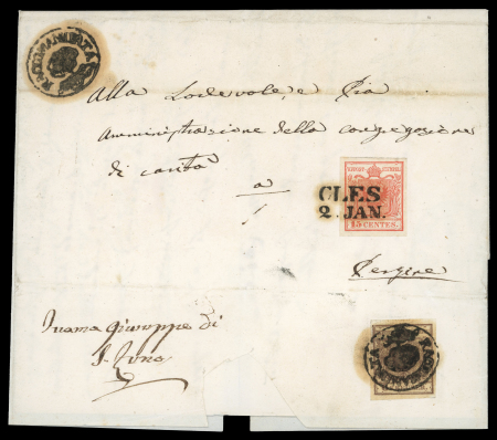 Lombardy Venetia, 1850 15c red, superb example tied by Cles.