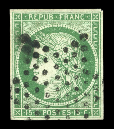Stamp of France » Type Cérès de 1849-1850 1849 : Cérès 5c vert YT n° 2 et 1f carmin n° 6, les