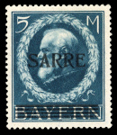 Stamp of Colonies françaises » Sarre 1920, timbres de Bavière surchargés 5m bleu et 10m