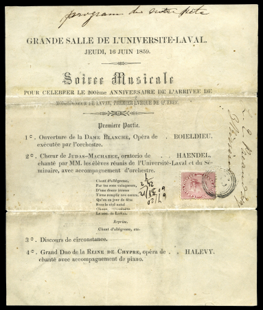 Stamp of Canada » Colony of Canada » Domestic Mail 1858-59 ½d Rose Perforated on Invitation – Quebec to Trois-Rivières