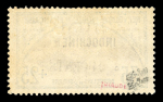 Stamp of Colonies françaises » Indochine 1919, YT n° 92b superbe variété double surcharge de