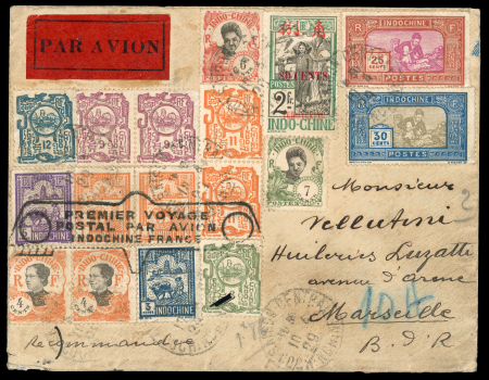 Stamp of Colonies françaises » Indochine 1929 : belle lettre recommandée par avion envoyée de