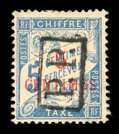 Stamp of Colonies françaises » Maroc 1903, 5c bleu et 10c brun surcharge PP (port payé)