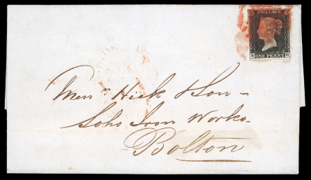 Stamp of Great Britain » 1840 1d Black and 1d Red plates 1a to 11 1840 1d black pl. 1a KG with 4 margins on cover to