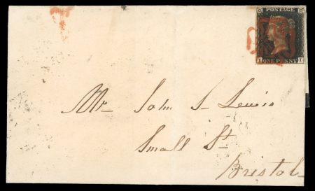 Stamp of Ireland » GB Used In Ireland 1840 1d black pl. 5 II with 4 margins on mourning entire