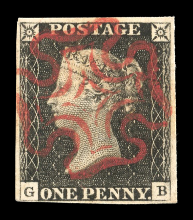 Stamp of Great Britain » 1840 1d Black and 1d Red plates 1a to 11 1840 1d black pl. 3 GB with 4 margins (close but clear