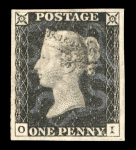 Stamp of Great Britain » 1840 1d Black and 1d Red plates 1a to 11 1840 1d black pl. 3 OI with 4 large margins and full