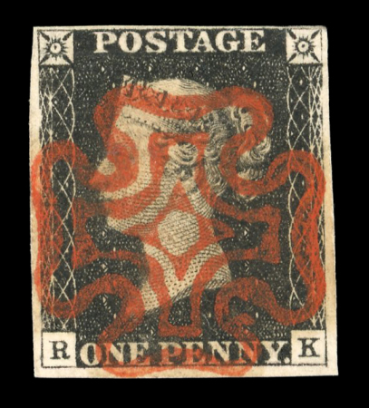 Stamp of Great Britain » 1840 1d Black and 1d Red plates 1a to 11 1840 1d black pl.4 RK with 4 margins and superb upright