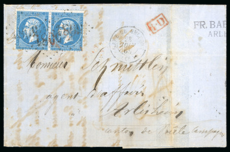 France Napoleon III, 1862, 20c. blue, horizontal pair,