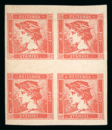 1851, Newspaper stamps, rare 1866 reprint of the ”zinnoberroter