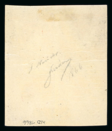 1851, Newspaper stamps, rare 1866 reprint of the ”zinnoberroter