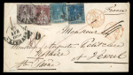 Stamp of Italian States » Tuscany 1858, cover franked with Sassone n° 4, n° 8, n° 13 and n° 15 from Livorno to Vesoul in France
