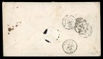 Stamp of Italian States » Tuscany 1858, cover franked with Sassone n° 4, n° 8, n° 13 and n° 15 from Livorno to Vesoul in France