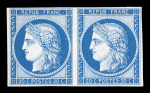 Stamp of France » Type Cérès de 1849-1850 1849 : Cérès 20c bleu YT n° 8f réimpression de 1862