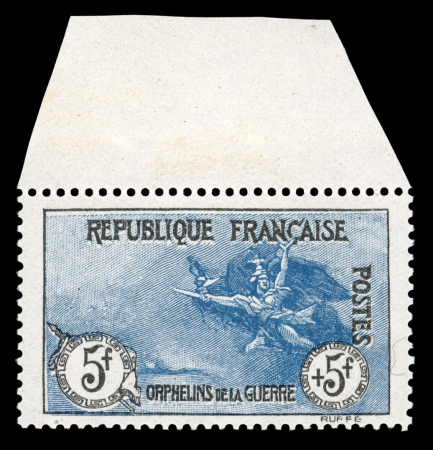 Stamp of France » Émissions à partir de 1900 1917 : Orphelins 5f+5f bleu et noir YT n° 155 neuf