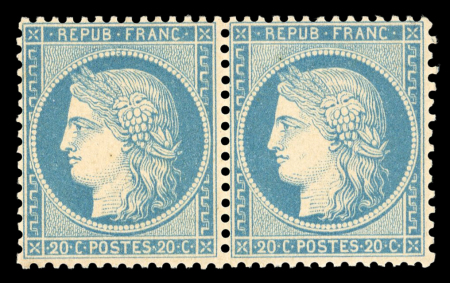 Stamp of France » Siège de Paris 1870 1870 : type Siège 20c bleu YT n° 37 en paire, un timbre