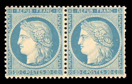 Stamp of France » Siège de Paris 1870 1870 : type Siège 20c bleu YT n° 37 en paire, un timbre