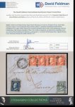 Stamp of Italian States » Sicily » 5 Grana, Plate I » Covers Sicily A unique unrecorded franking    1860 (2.1) Folded letter sheet from Messina to Genova, franked 10 Gr. dark blue (azzuro cupo), 5 Gr. horizontal strip of four, plate I, carmine (carminio) and bottom marginal 2 Gr. 