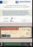Stamp of Italian States » Sicily » 5 Grana, Plate I » Covers ** Sicily 1859 5 Gr. carmine rose (rosa carminio), two horizontal strips of four and pairs of 10 Gr. and 2 Gr., each stamp with fine frame cancel, third 5 Gr. in first strip with repair at top, mounted onto paper for bet