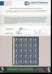 Stamp of Italian States » Sicily » 10 Grana » Stamps 1859 10 Gr. dark blue (azzurro cupo), mint with original brownish gum, bottom left-hand corner sheet marginal block of twenty-five (5 x 5), showing pre-printing paper fold through four stamps in second row, right to left
