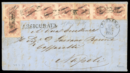 Stamp of Italian States » Naples 1859 registered entire Bagnara to Naples