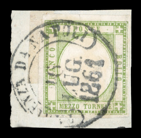 Stamp of Italian States » Naples Neapolitan Provinces 1861 1/2t used on piece