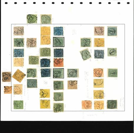 Stamp of Indian States » Jind Jind 1874-85, used selection of 46 stamps on a page