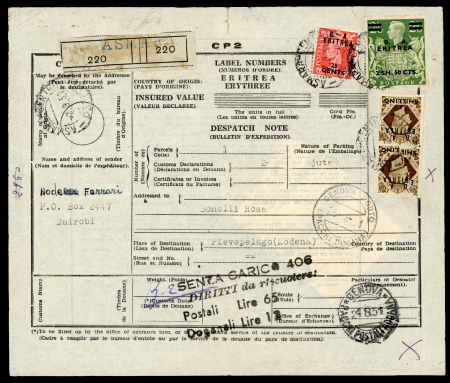 Stamp of British Occupation of Italian Colonies » Eritrea British Occupation Eritrea Parcel flimsy