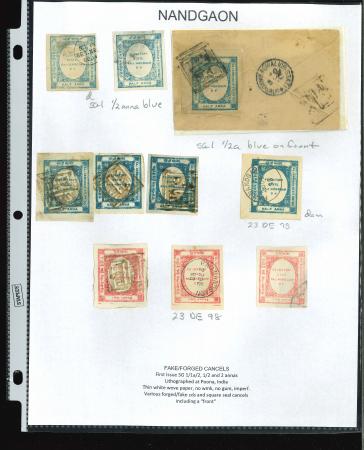 Stamp of Indian States » Nandgaon 1893-94 A collection of Forgeries and Forged cancels