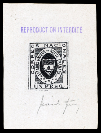 Stamp of Colombia Colombia 1861 issue group of seven SPERATI die proofs