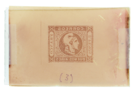 Stamp of Argentina » Buenos Aires Argentina - Buenos Aires 1859 Liberty Head (“Cabecitas”) 2 Pesos SPERATI forgery celluloid in brown