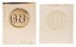 Stamp of Brazil » 1843 Bull's Eyes Brazil 1843 60 Reis Bull´s Eye group of 3 Sperati clichés