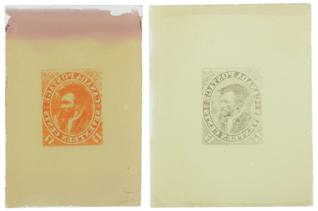 Stamp of Canada Canada 1859 Jacques Cartier 17c, SPERATI forgery group of five glass clichés