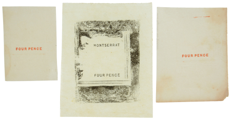 Stamp of Montserrat Montserrat 1884-85 "Four Pence" SPERATI forgery group of 4 proofs,