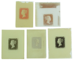 Stamp of Great Britain » 1840 1d Black V. R. Official 1840 Penny Black Official VR, an incomparable group of seven items, comprising five glass cliché