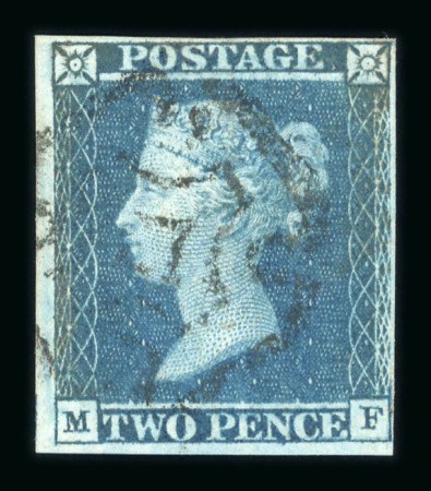 Stamp of Great Britain » 1841 2d Blue GB 1841 2d blue pl. 3 MF with 4 margins and fine strike of the distinctive York MC
