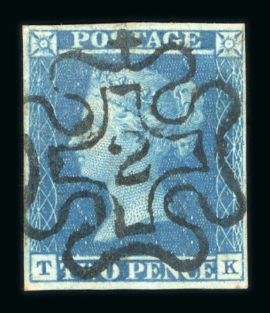 Stamp of Great Britain » 1841 2d Blue 1841 2d blue pl. 3 TK with 4 margins and fine upright
