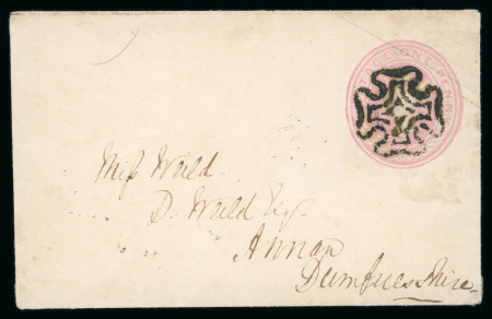 Stamp of Ireland » GB Used In Ireland 1844 1d pink stationery envelope with very fine strike