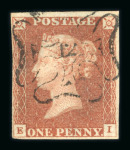 Stamp of Great Britain » 1841 1d Red 1841 1d red-brown group of 11 4 margin examples, with
