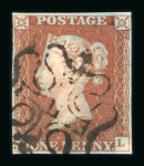 Stamp of Great Britain » 1841 1d Red 1841 1d red-brown group of 11 4 margin examples, with